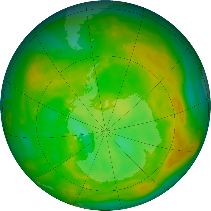 Antarctic ozone map for 21 December 1979